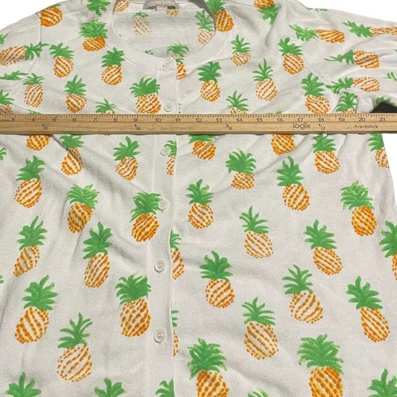 Woman Within Cotton Pineapple Short Sleeve Cardigan Sz 18/20 - Picture 6 of 7
